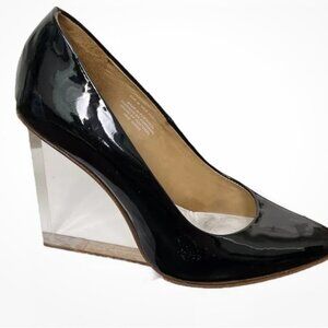 MAISON MARTIN MARGIELA x H&M Patent Leather Lucite Pumps Sz 37 Black Heels
